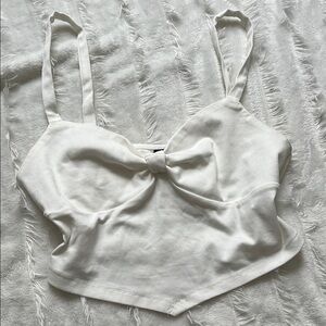 White Bow Front Crop Top